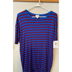 Lularoe LLR Irma XXS Blue & Red Stripes NWT